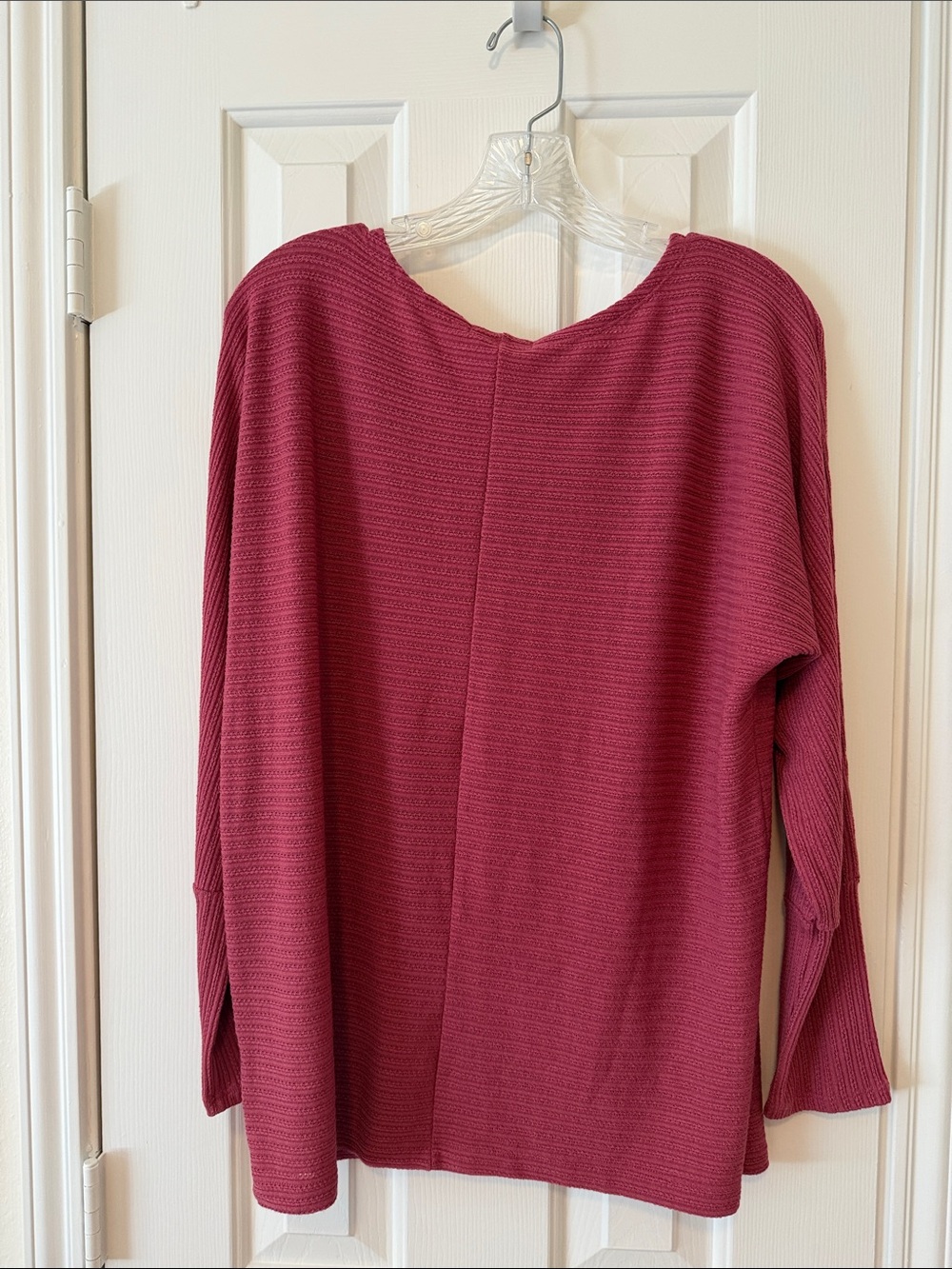Staccato Ribbed Long-Sleeve Top in Deep Raspberry - Picture 4 of 6